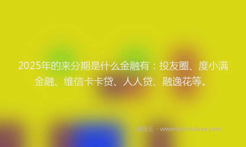 2025年的来分期是什么金融有：投友圈、度小满金融、维信卡卡贷、人人贷、融逸花等。
