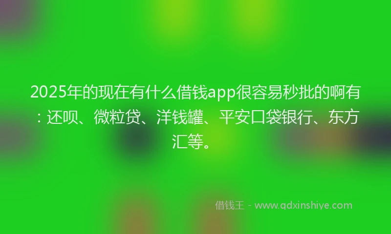 2025年的现在有什么借钱app很容易秒批的啊有：还呗、微粒贷、洋钱罐、平安口袋银行、东方汇等。