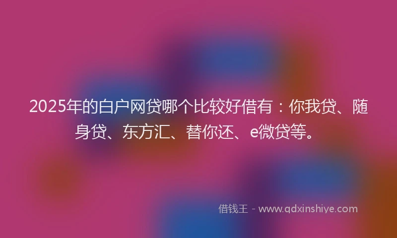 2025年的白户网贷哪个比较好借有：你我贷、随身贷、东方汇、替你还、e微贷等。