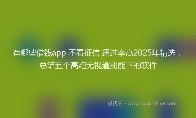 有哪些借钱app 不看征信 通过率高2025年精选，总结五个高炮无视逾期能下的软件