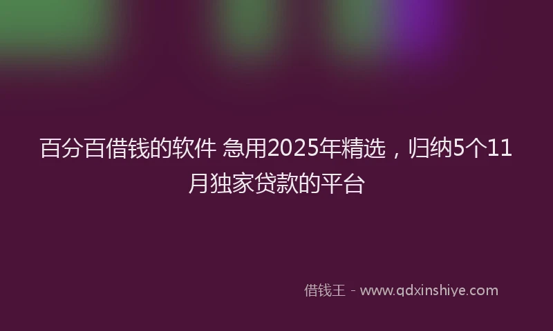 百分百借钱的软件 急用2025年精选，归纳5个11月独家贷款的平台