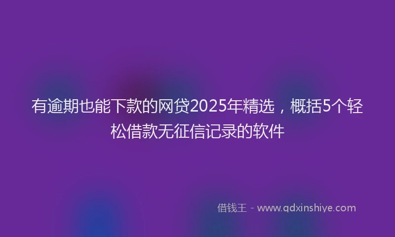 有逾期也能下款的网贷2025年精选，概括5个轻松借款无征信记录的软件