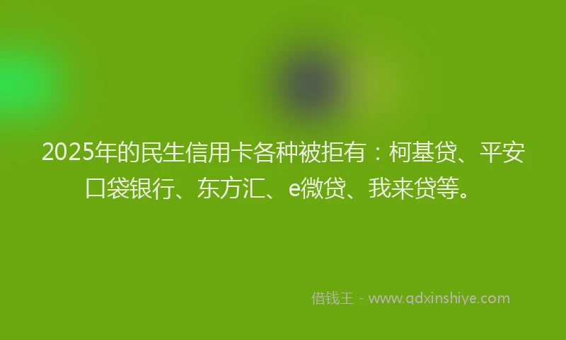 2025年的民生信用卡各种被拒有：柯基贷、平安口袋银行、东方汇、e微贷、我来贷等。
