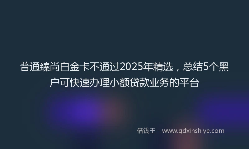 普通臻尚白金卡不通过2025年精选，总结5个黑户可快速办理小额贷款业务的平台