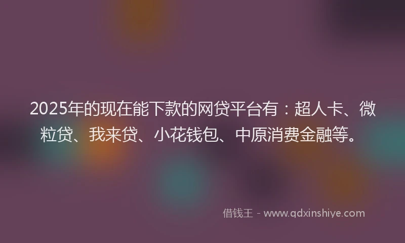 2025年的现在能下款的网贷平台有：超人卡、微粒贷、我来贷、小花钱包、中原消费金融等。