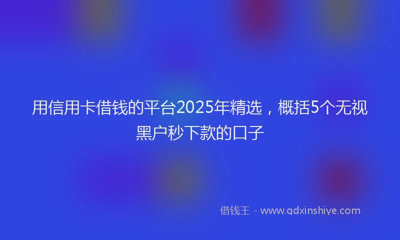 用信用卡借钱的平台2025年精选，概括5个无视黑户秒下款的口子