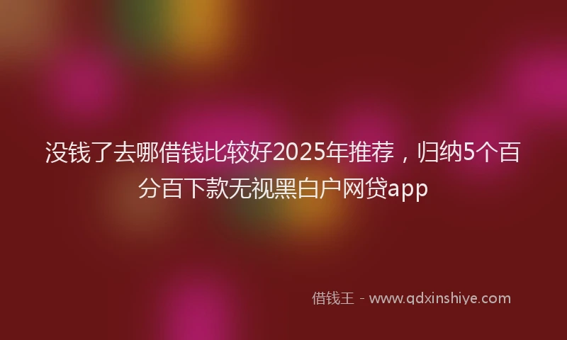 没钱了去哪借钱比较好2025年推荐，归纳5个百分百下款无视黑白户网贷app