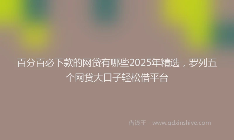百分百必下款的网贷有哪些2025年精选，罗列五个网贷大口子轻松借平台