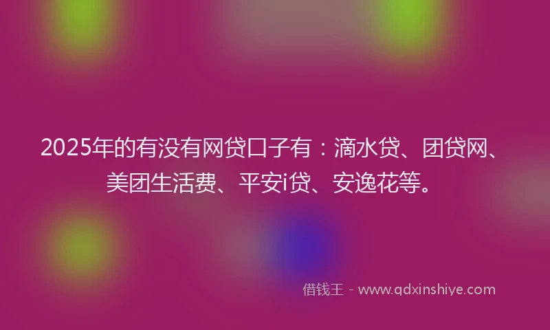 2025年的有没有网贷口子有：滴水贷、团贷网、美团生活费、平安i贷、安逸花等。
