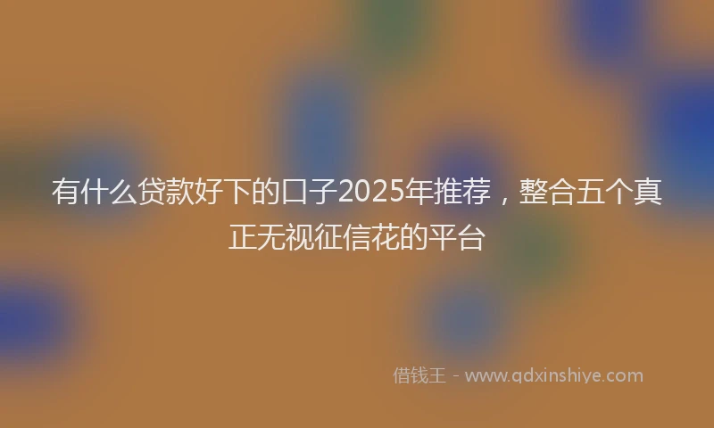 有什么贷款好下的口子2025年推荐，整合五个真正无视征信花的平台
