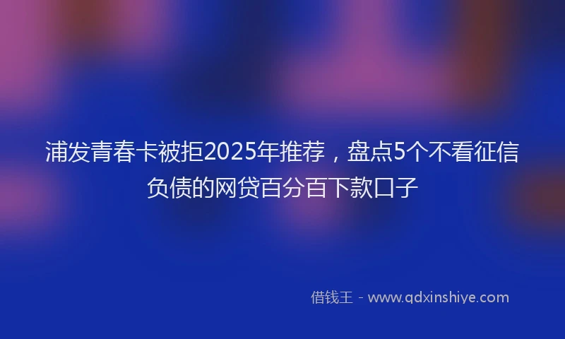 浦发青春卡被拒2025年推荐，盘点5个不看征信负债的网贷百分百下款口子