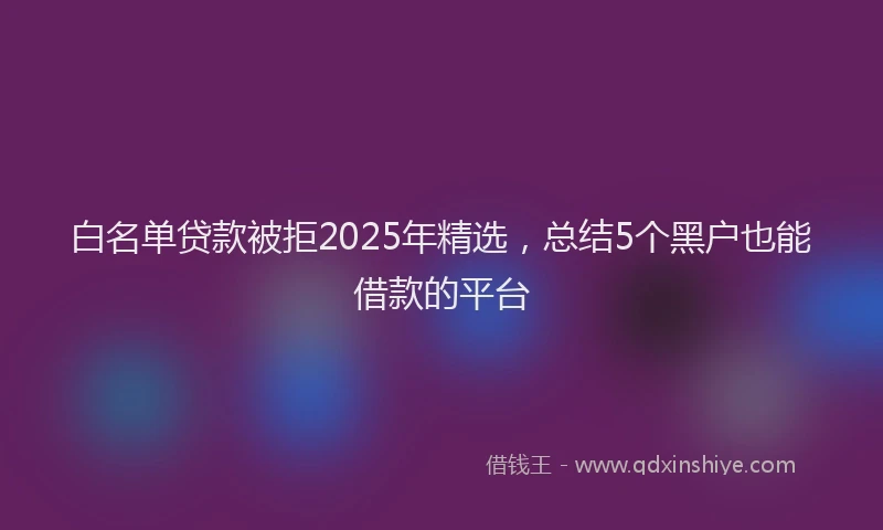 白名单贷款被拒2025年精选，总结5个黑户也能借款的平台