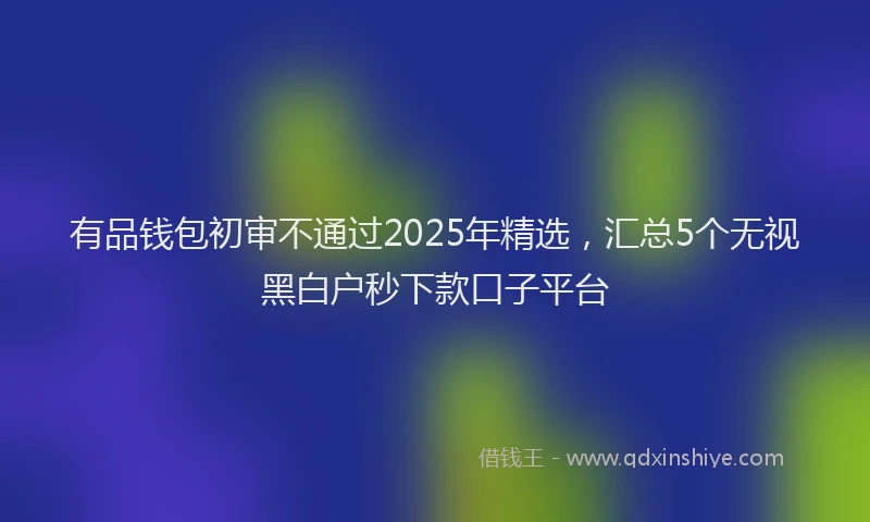 有品钱包初审不通过2025年精选，汇总5个无视黑白户秒下款口子平台