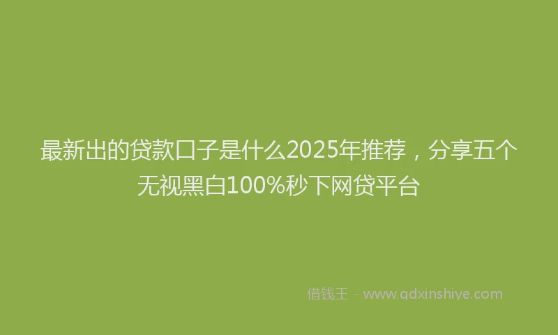 最新出的贷款口子是什么2025年推荐，分享五个无视黑白100%秒下网贷平台