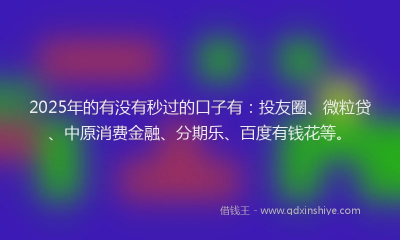 2025年的有没有秒过的口子有：投友圈、微粒贷、中原消费金融、分期乐、百度有钱花等。