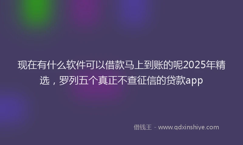 现在有什么软件可以借款马上到账的呢2025年精选，罗列五个真正不查征信的贷款app