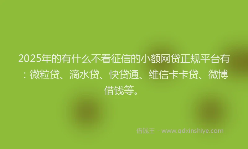 2025年的有什么不看征信的小额网贷正规平台有：微粒贷、滴水贷、快贷通、维信卡卡贷、微博借钱等。