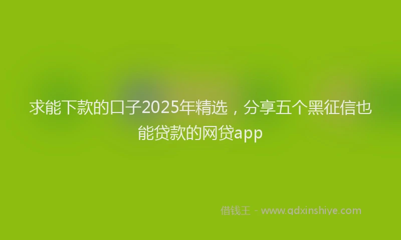求能下款的口子2025年精选，分享五个黑征信也能贷款的网贷app