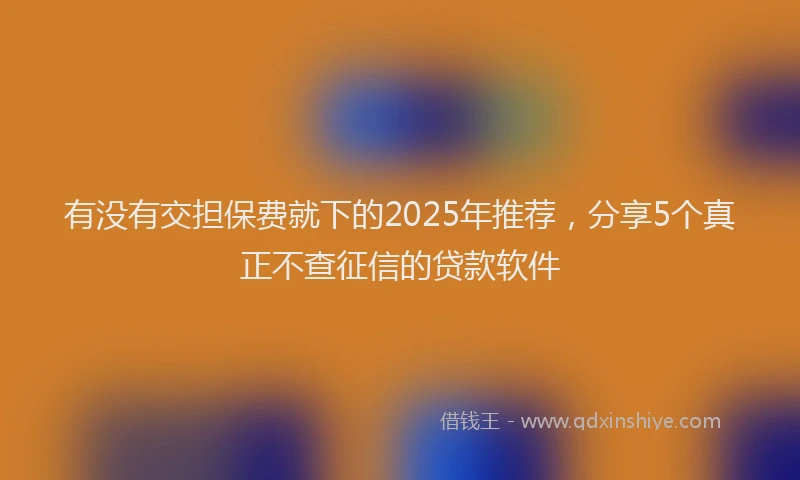 有没有交担保费就下的2025年推荐，分享5个真正不查征信的贷款软件