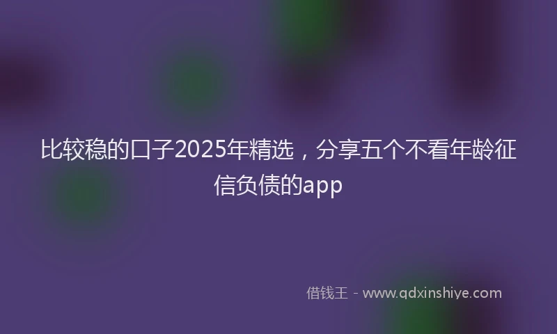 比较稳的口子2025年精选，分享五个不看年龄征信负债的app