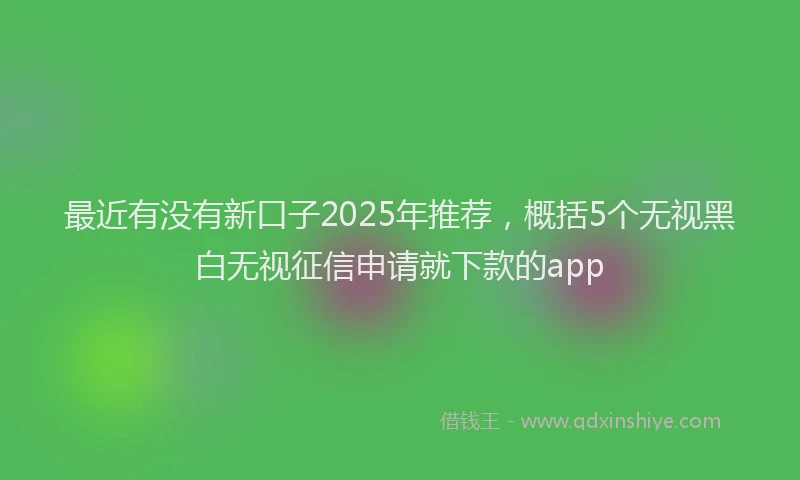 最近有没有新口子2025年推荐，概括5个无视黑白无视征信申请就下款的app