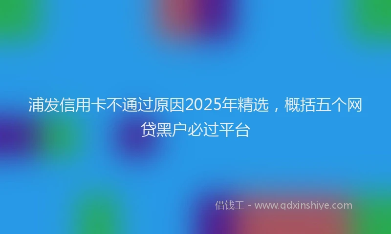 浦发信用卡不通过原因2025年精选，概括五个网贷黑户必过平台