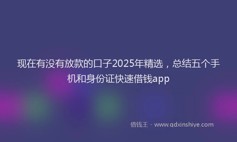 现在有没有放款的口子2025年精选，总结五个手机和身份证快速借钱app