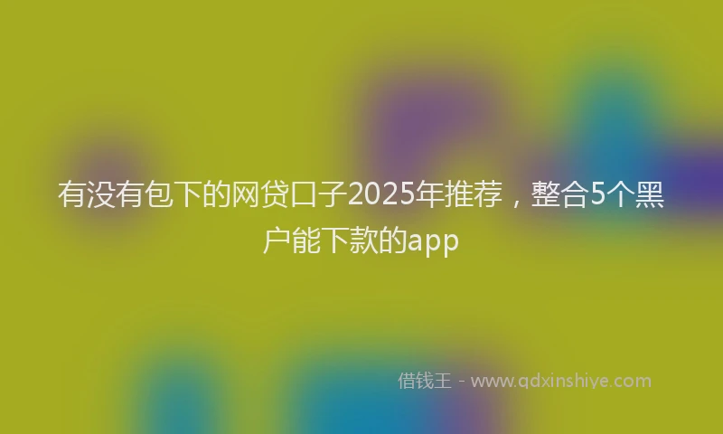 有没有包下的网贷口子2025年推荐，整合5个黑户能下款的app