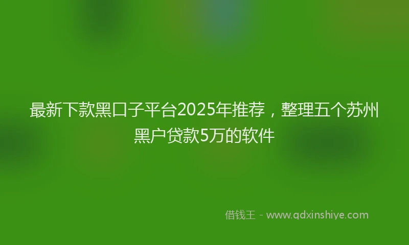 最新下款黑口子平台2025年推荐，整理五个苏州黑户贷款5万的软件