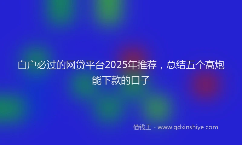 白户必过的网贷平台2025年推荐，总结五个高炮能下款的口子