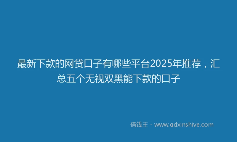 最新下款的网贷口子有哪些平台2025年推荐，汇总五个无视双黑能下款的口子