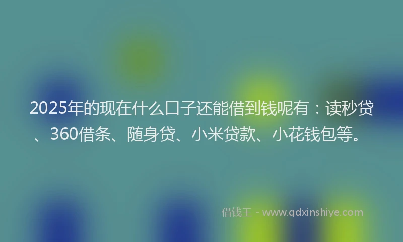 2025年的现在什么口子还能借到钱呢有：读秒贷、360借条、随身贷、小米贷款、小花钱包等。