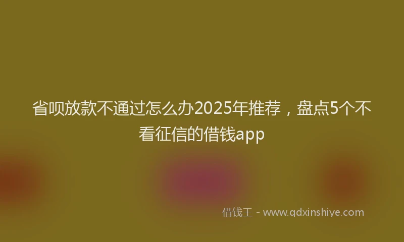 省呗放款不通过怎么办2025年推荐，盘点5个不看征信的借钱app