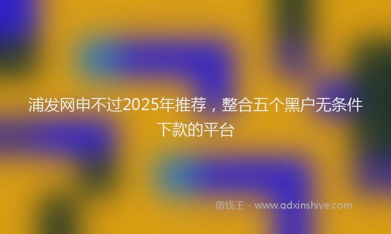 浦发网申不过2025年推荐，整合五个黑户无条件下款的平台