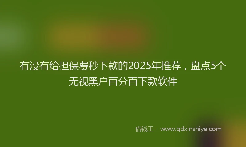 有没有给担保费秒下款的2025年推荐，盘点5个无视黑户百分百下款软件
