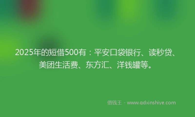 2025年的短借500有：平安口袋银行、读秒贷、美团生活费、东方汇、洋钱罐等。