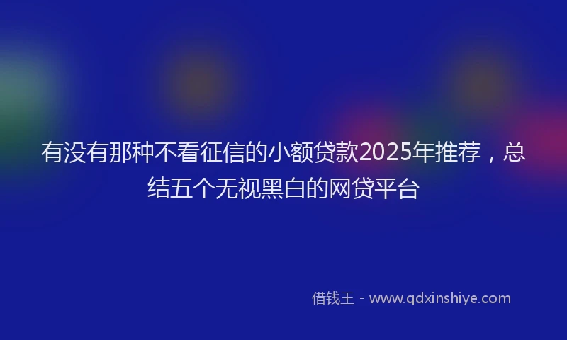 有没有那种不看征信的小额贷款2025年推荐，总结五个无视黑白的网贷平台