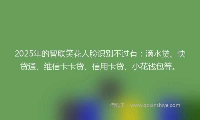 2025年的智联笑花人脸识别不过有：滴水贷、快贷通、维信卡卡贷、信用卡贷、小花钱包等。