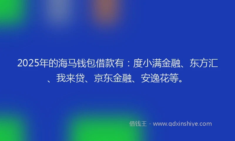 2025年的海马钱包借款有：度小满金融、东方汇、我来贷、京东金融、安逸花等。
