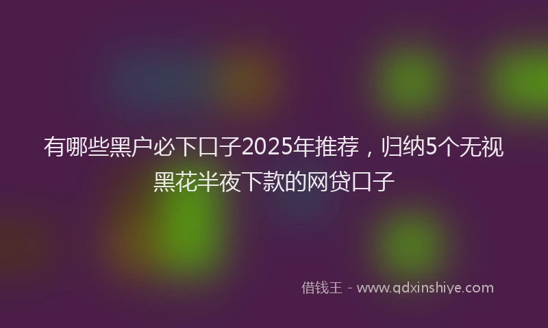 有哪些黑户必下口子2025年推荐，归纳5个无视黑花半夜下款的网贷口子