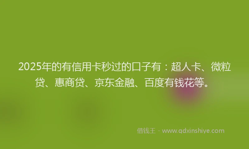2025年的有信用卡秒过的口子有：超人卡、微粒贷、惠商贷、京东金融、百度有钱花等。