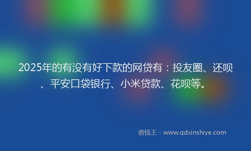 2025年的有没有好下款的网贷有：投友圈、还呗、平安口袋银行、小米贷款、花呗等。