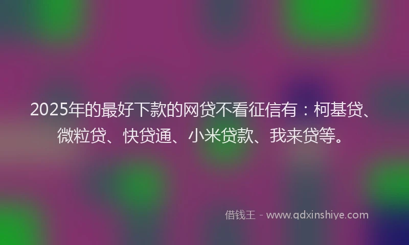 2025年的最好下款的网贷不看征信有：柯基贷、微粒贷、快贷通、小米贷款、我来贷等。