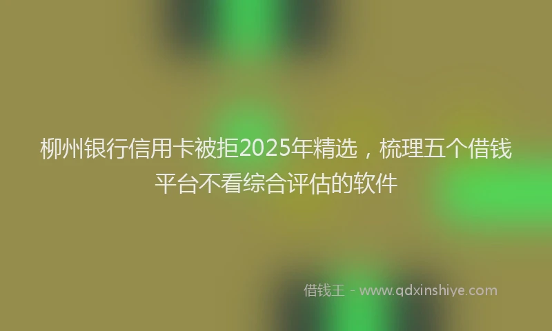 柳州银行信用卡被拒2025年精选，梳理五个借钱平台不看综合评估的软件