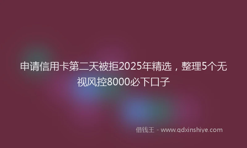 申请信用卡第二天被拒2025年精选，整理5个无视风控8000必下口子