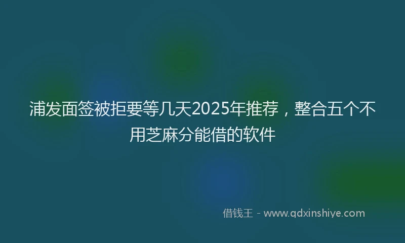 浦发面签被拒要等几天2025年推荐，整合五个不用芝麻分能借的软件