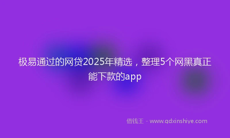 极易通过的网贷2025年精选，整理5个网黑真正能下款的app