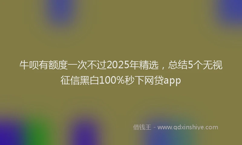 牛呗有额度一次不过2025年精选，总结5个无视征信黑白100%秒下网贷app