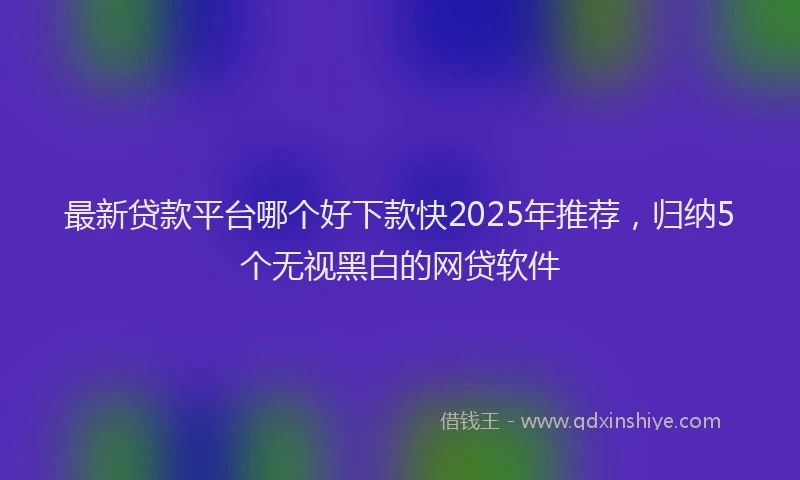 最新贷款平台哪个好下款快2025年推荐，归纳5个无视黑白的网贷软件