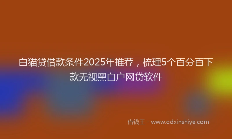 白猫贷借款条件2025年推荐，梳理5个百分百下款无视黑白户网贷软件
